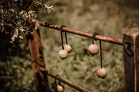 Bolas hängen an der Sprosse des Leitergolfs